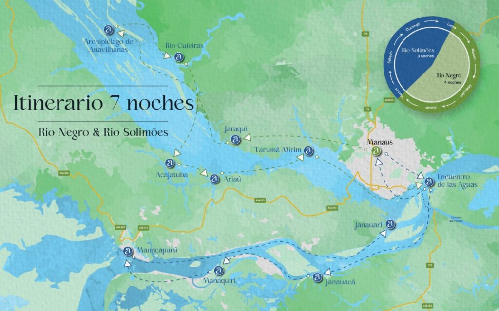 Navigation Map | Itinerary 8 Days | Grand Amazon Expedition